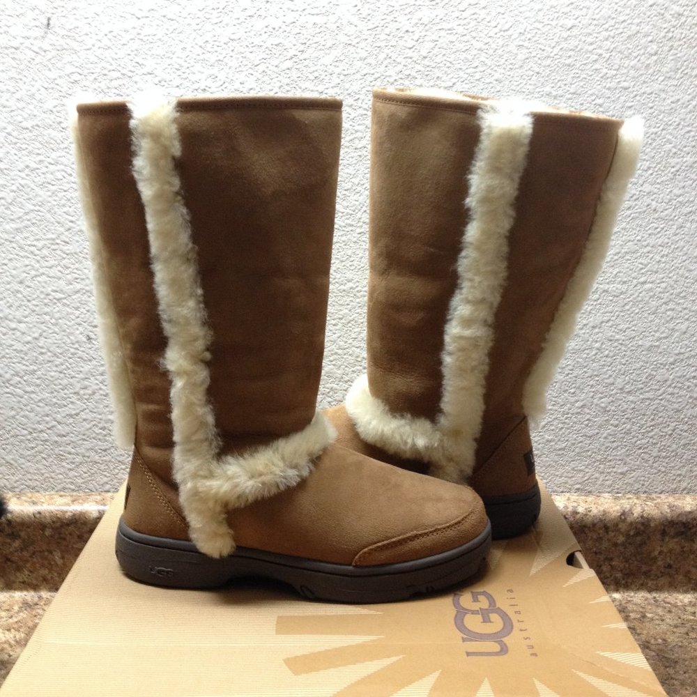 UGG SUNBURST ULTRA TALL CHESTNUT WATER RESISTANT BOOTS